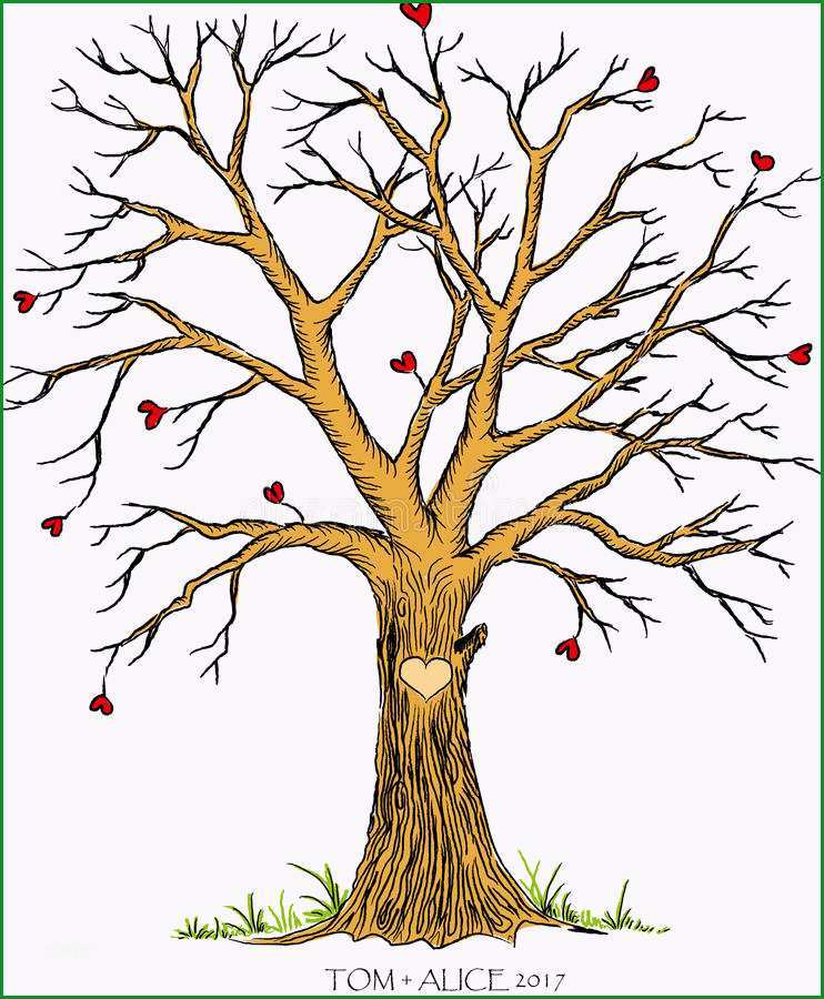stock illustration wedding tree template guest book fingerprint vector image