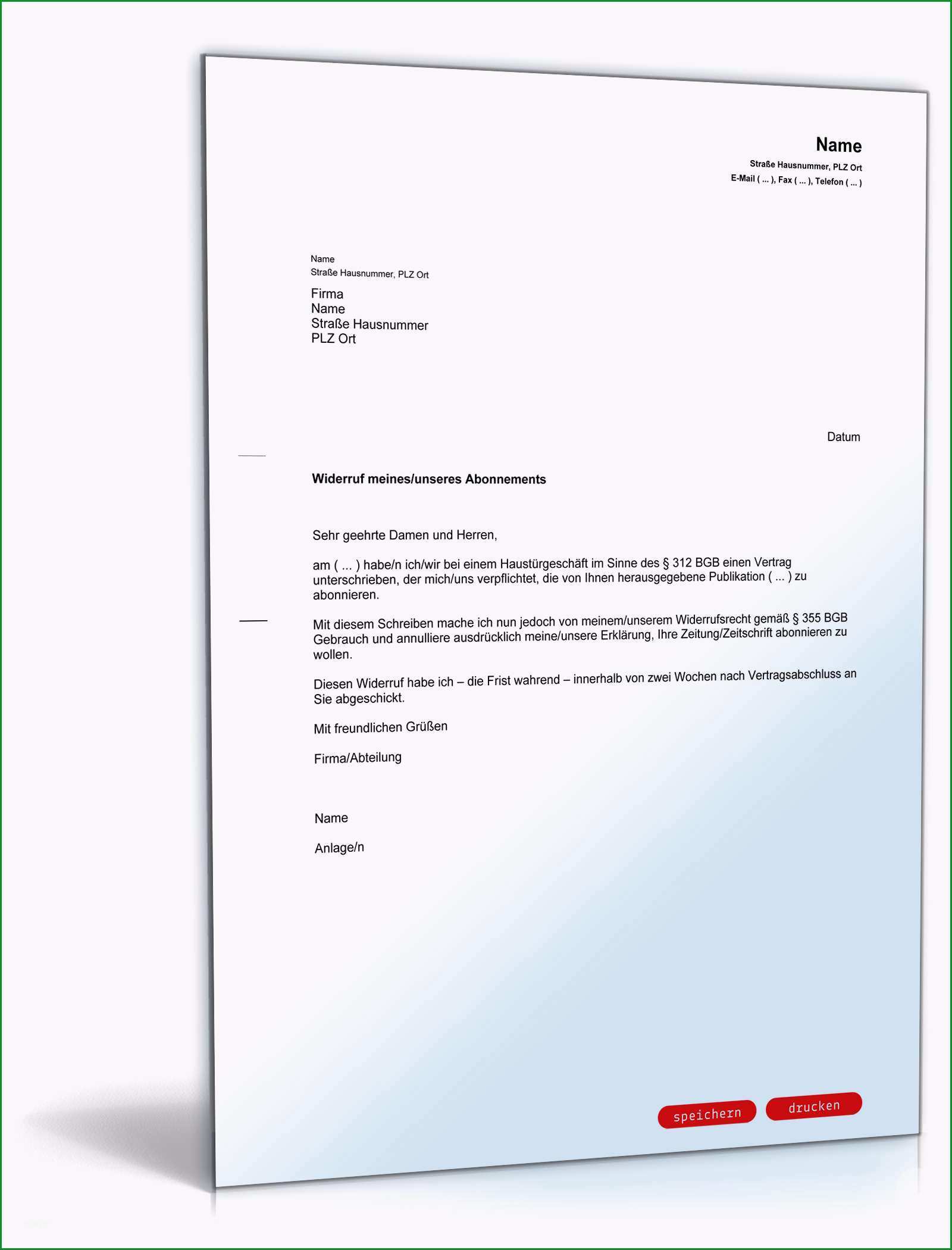 widerruf abonnement haustuergeschaeft