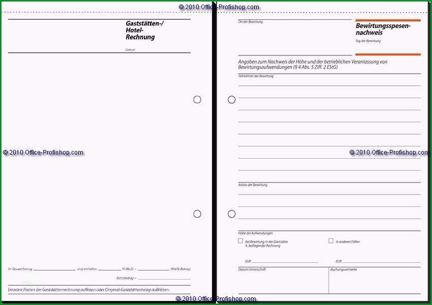 word vorlage broschure 2 seitig hubsch sigel bewirtungsspesennachweis gaststttenrechnung a5 2