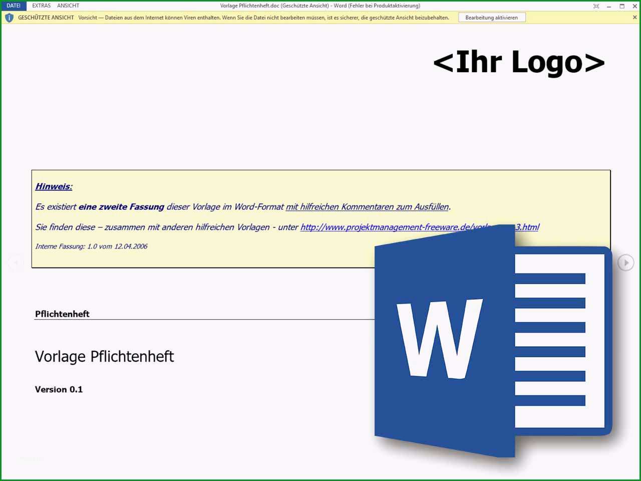 word vorlage pflichtenheft