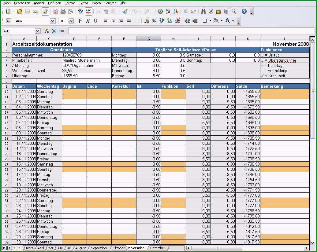 zeiterfassung excel vorlage kostenlos