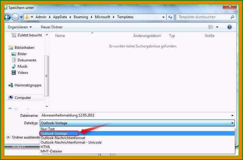 10 outlook vorlage speichern