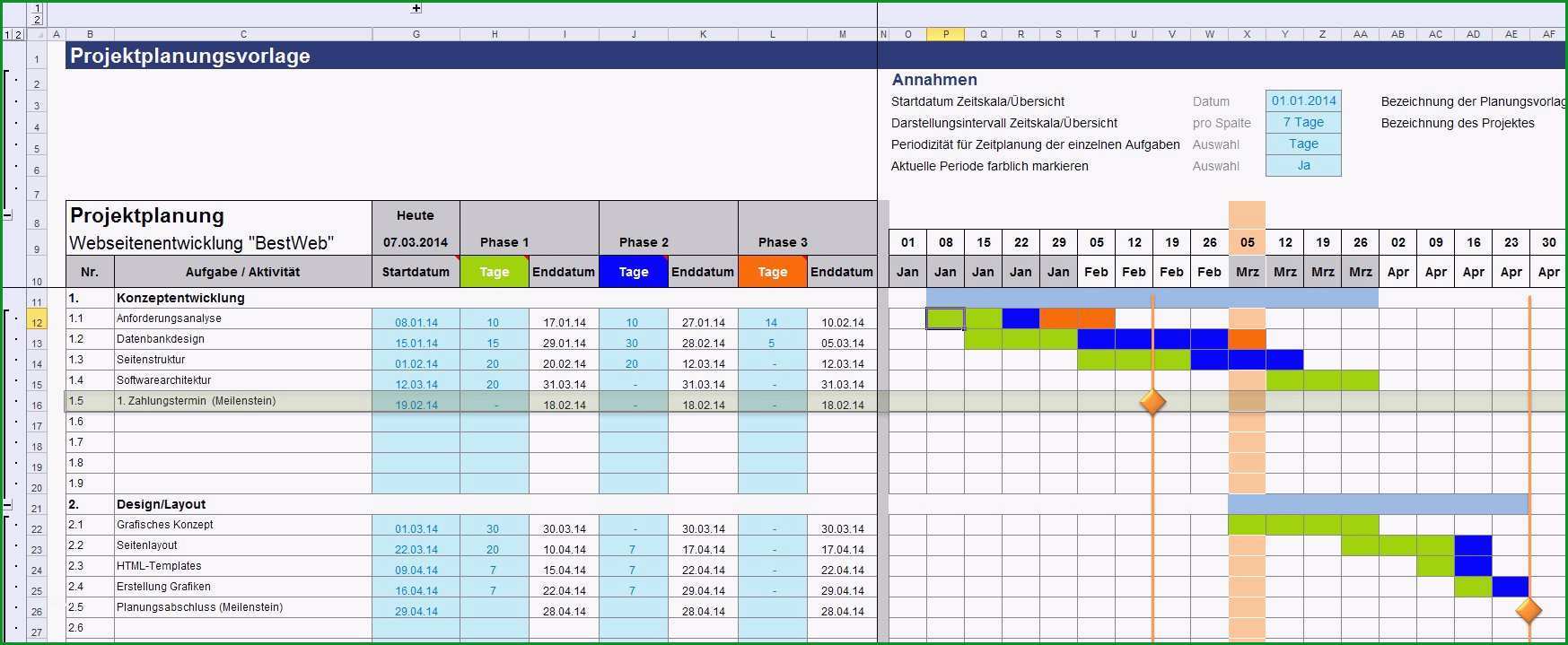 11 excel vorlage projektplan