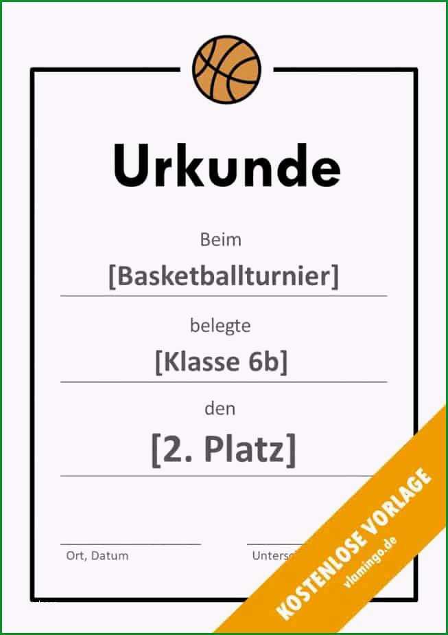 basketball urkunde