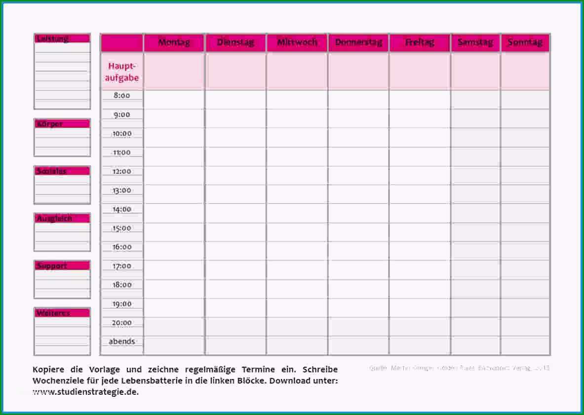 16 wochenplan vorlage kostenlos