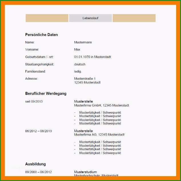Faszinieren 20 Tabellarischer Lebenslauf Vorlage 2014
