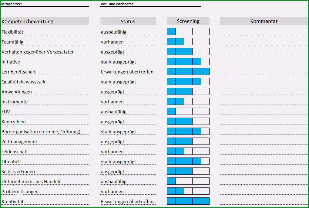 mitarbeiterbeurteilung vorlage excel