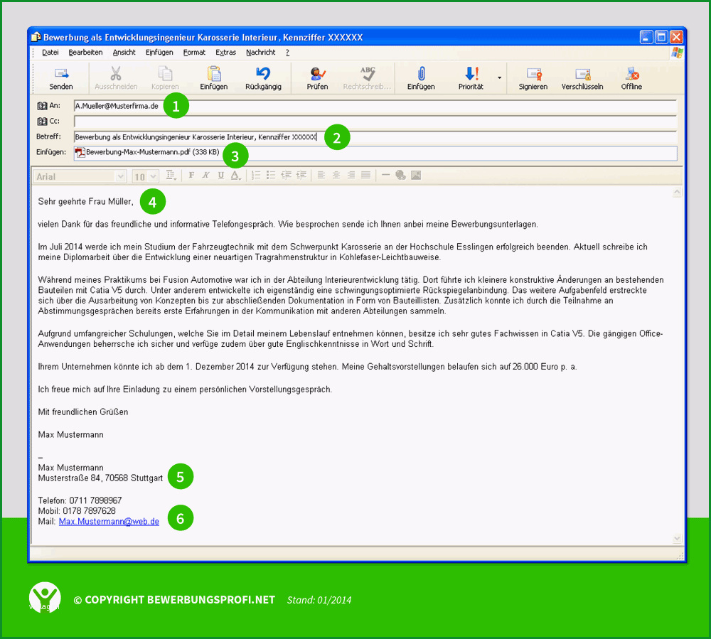 bewerbung per email muster