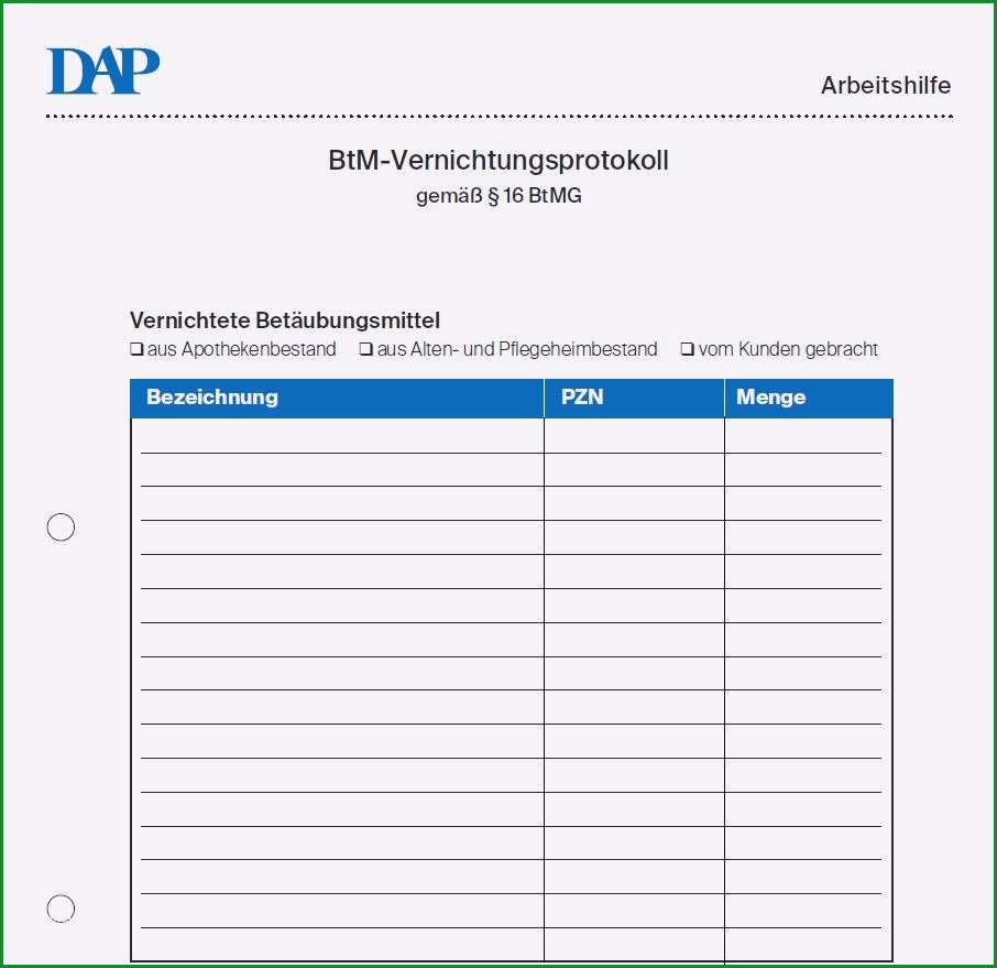 btm dokumentation vorlage