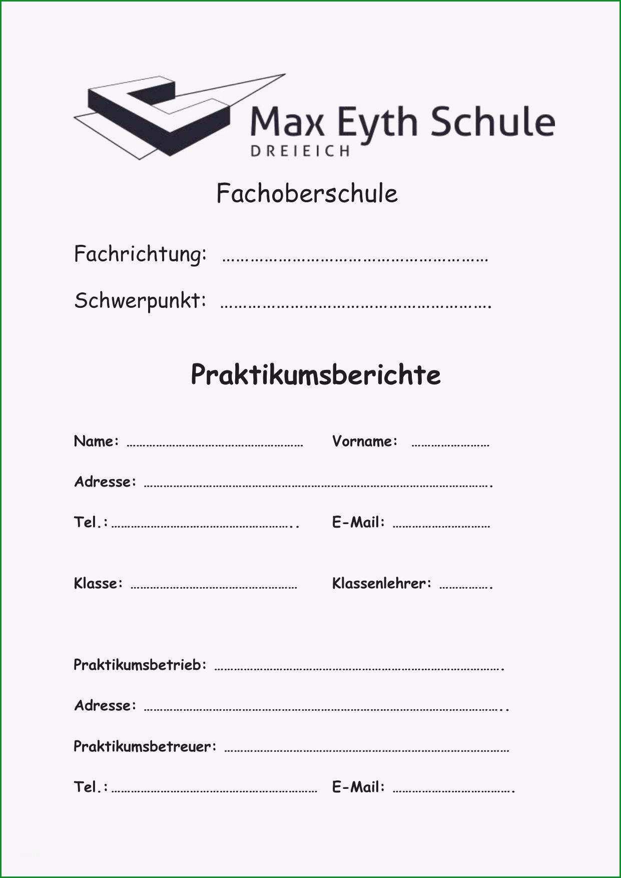 Faszinieren Deckblatt Für Praktikumsmappe Inspirierende