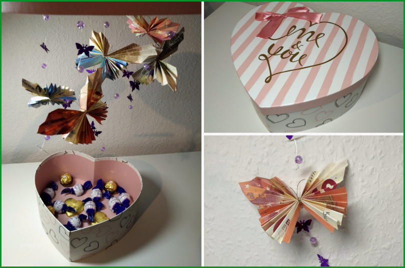 diy geldgeschenk fliegende schmetterlinge