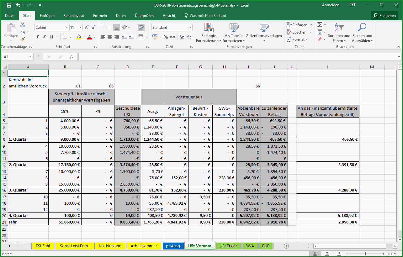 einnahmenueberschussrechnung vorlage excel openoffice