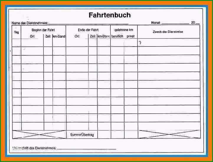 fahrtenbuch vorlage excel beste 6 fahrtenbuch vorlage pdf