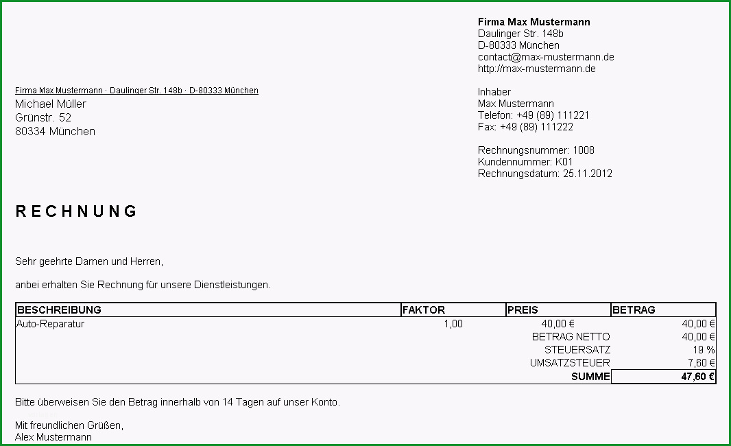 File Rechnungsverwalter Rechnung