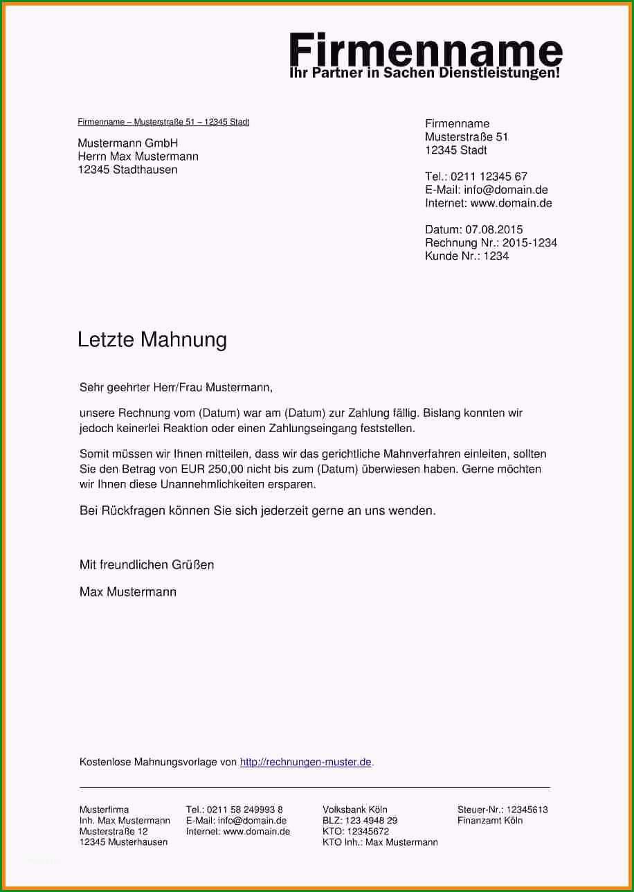 zahlungsaufforderung muster privat