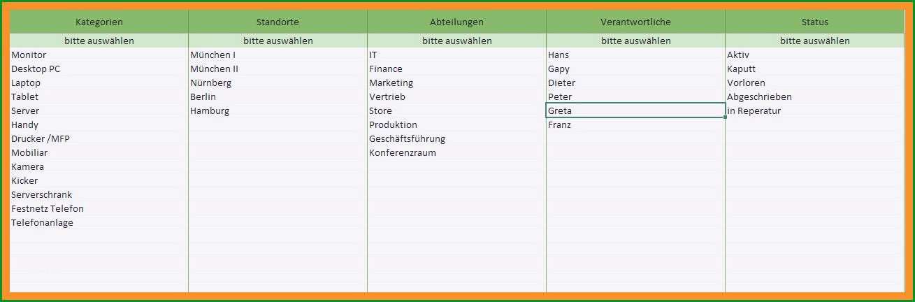 Faszinieren Inventarliste Vorlage Kostenlos Designs Eür Excel Vorlage