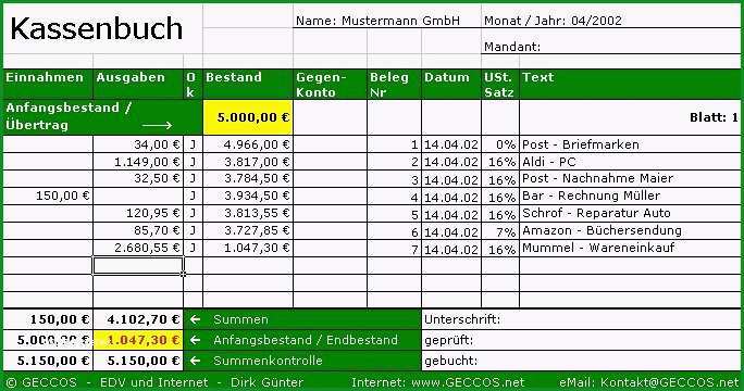 kassenbuch vorlage excel am besten 7 kassenbuch excel vorlage