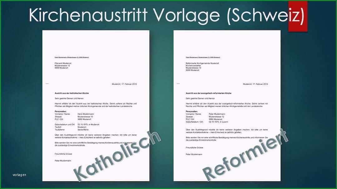 kirchenaustritt schweiz vorlage