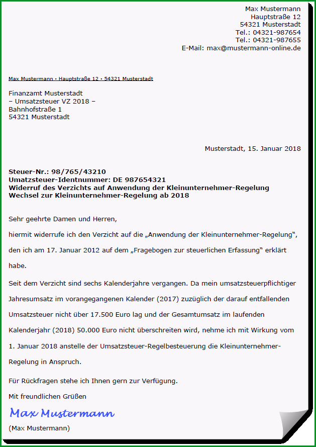 kleinunternehmerregelung