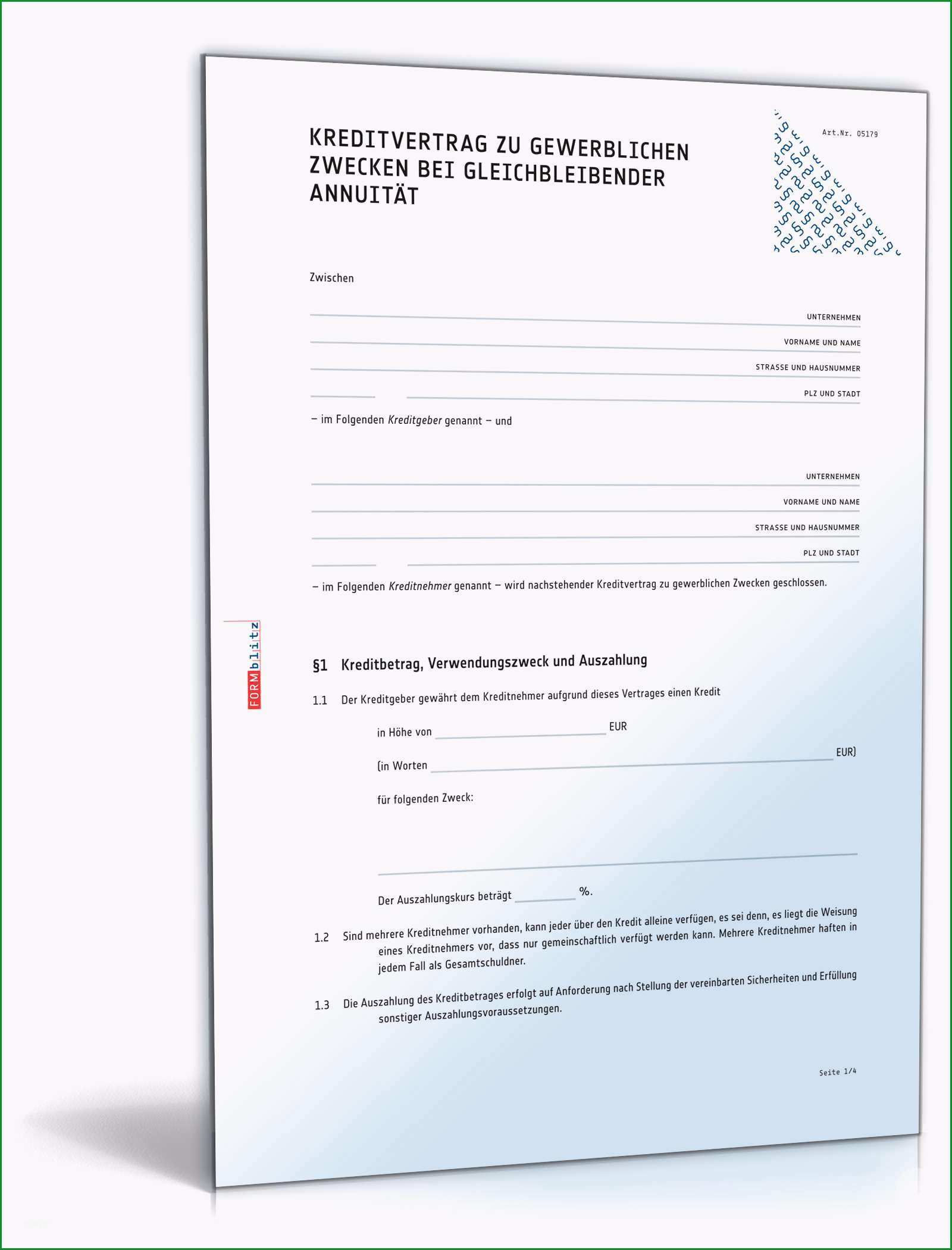 kreditvertrag gewerblich gleichbleibende annuitaet