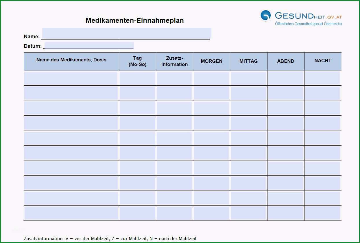 medikamenten einnahmeplan