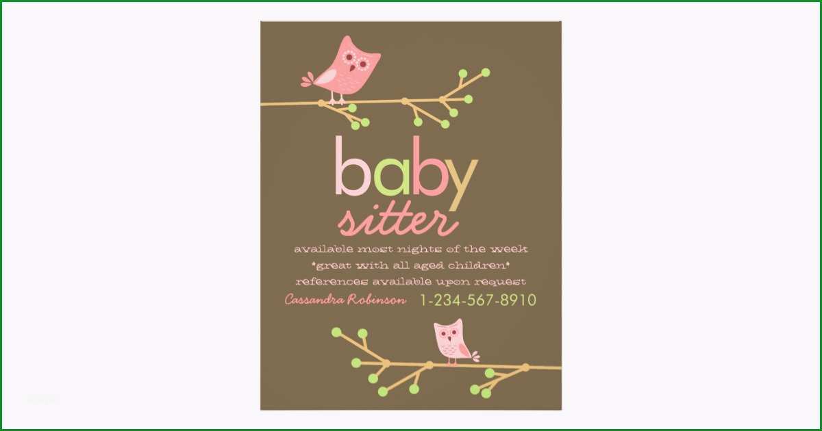 mod eulen babysitter anzeige 21 6 x 27 9 cm flyer