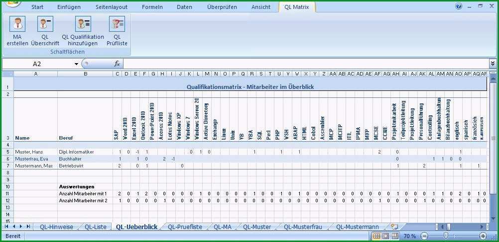 mitarbeiter qualifikationsmatrix excel 2007