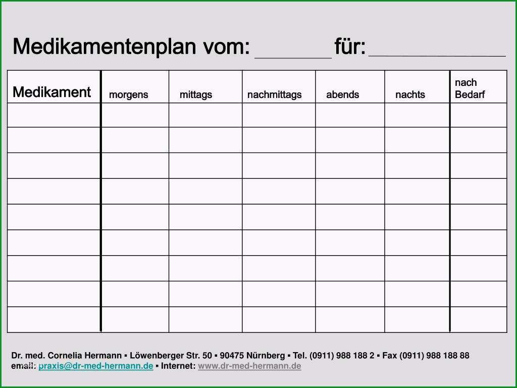 medikamentenplan vom f r