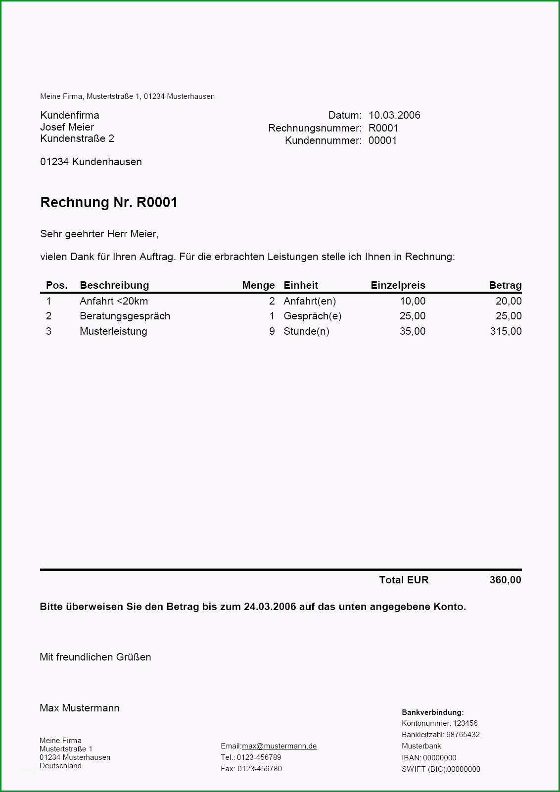 rechnung kleinunternehmen muster einer keinunternehmer rechnung mit musterrechnung freiberufler kleinunternehmer