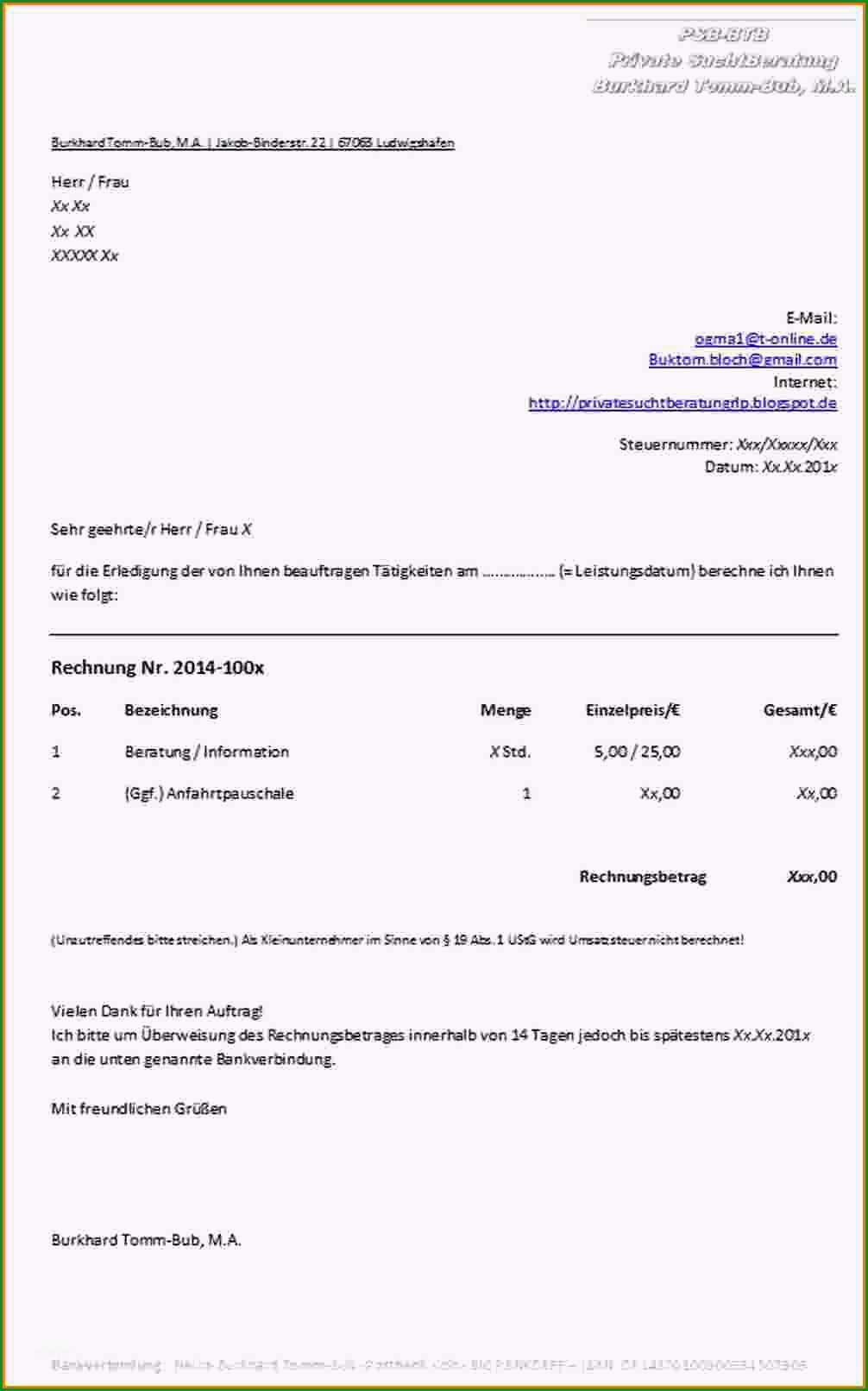 rechnung privatperson nstleistung