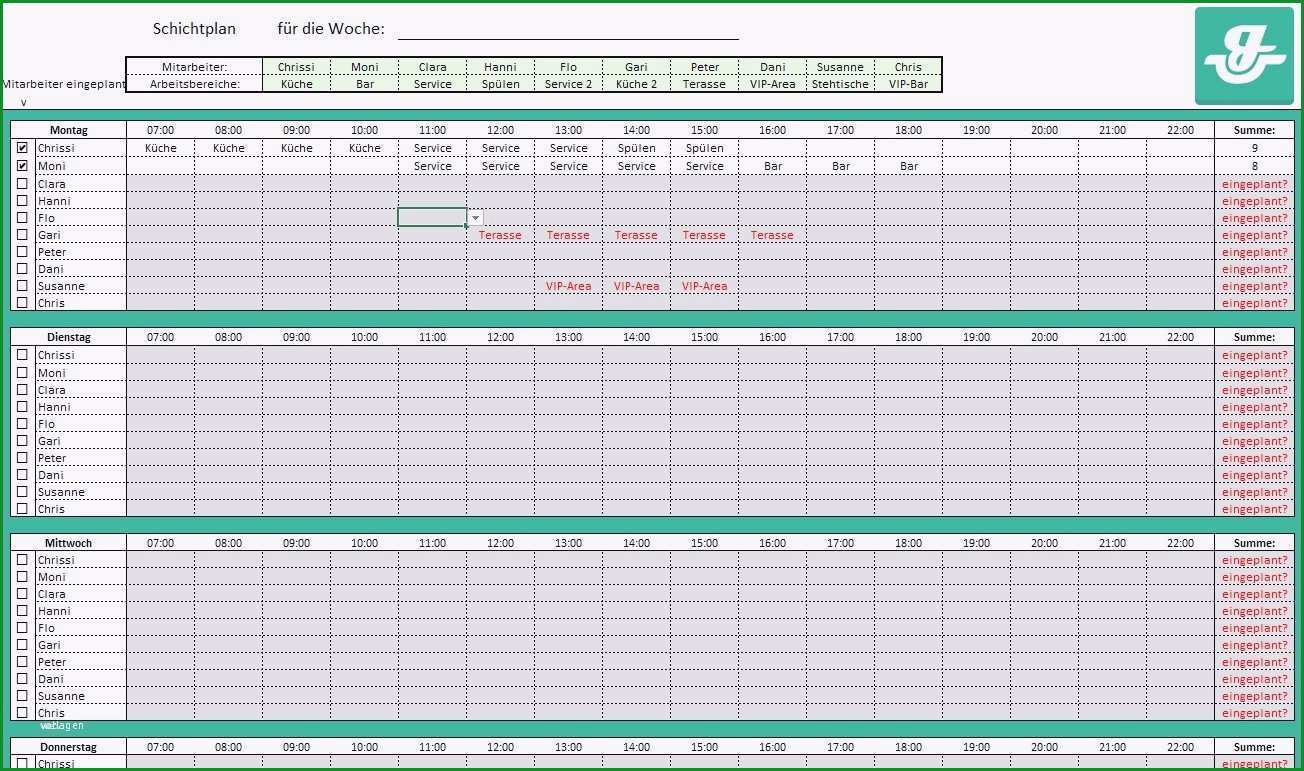 nstplan vorlage excel