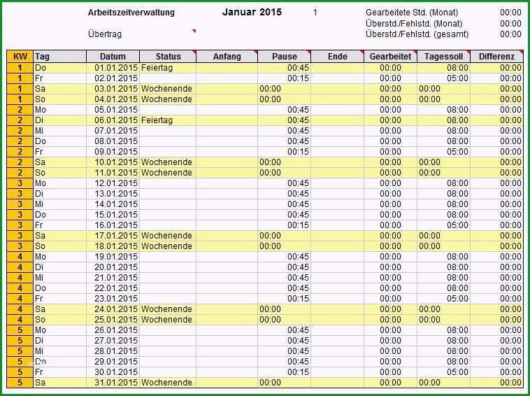 stundenzettel excel vorlage kostenlos 2016