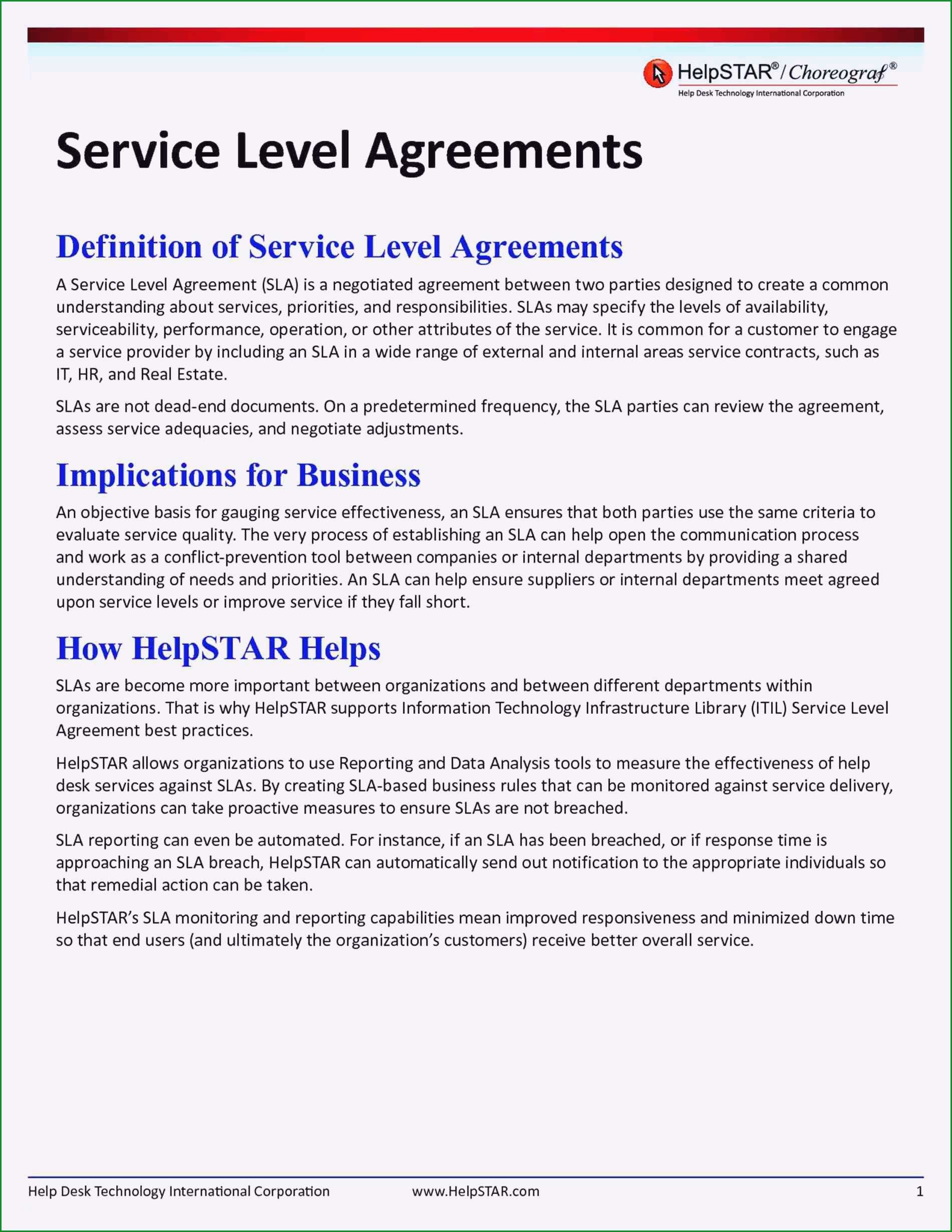 service level agreement muster