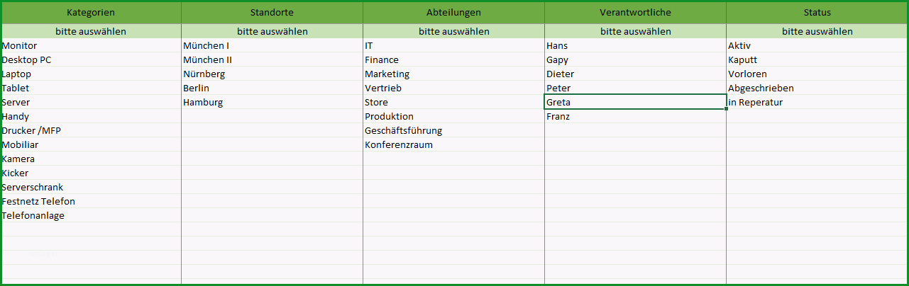 simple inventar erfassung fuer buero und geschaeftsausstattung als excel vorlage