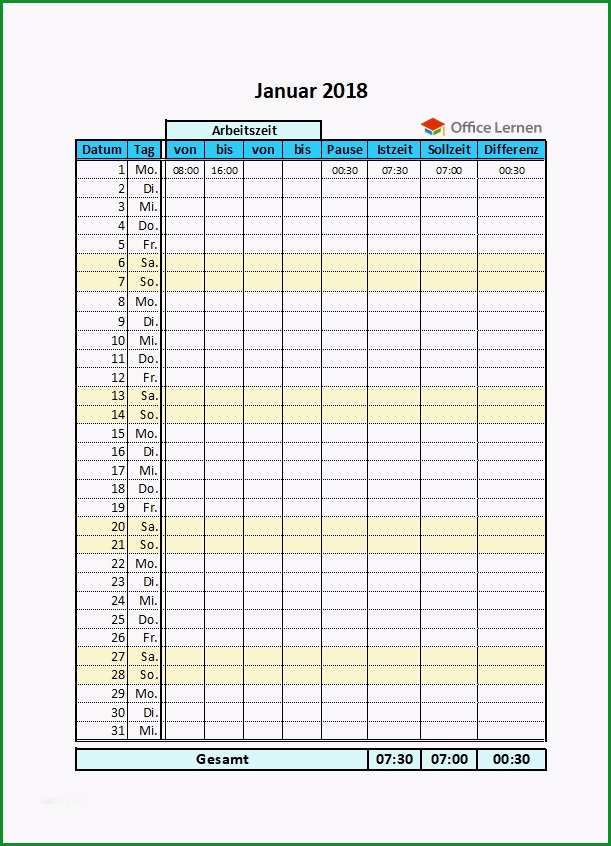 stundenerfassung vorlage elegant excel arbeitszeitnachweis vorlagen 2018