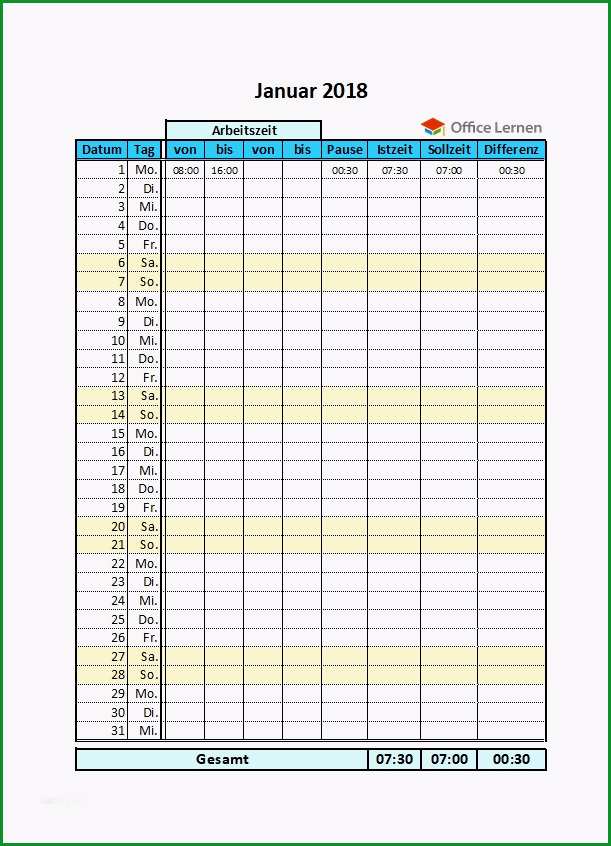 stundenerfassung vorlage elegant excel arbeitszeitnachweis vorlagen 2018