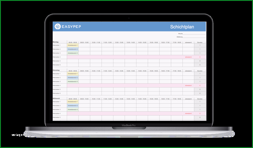 schichtplan vorlage excel