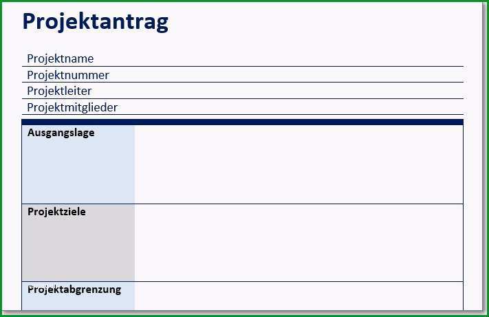 vorlage projektantrag