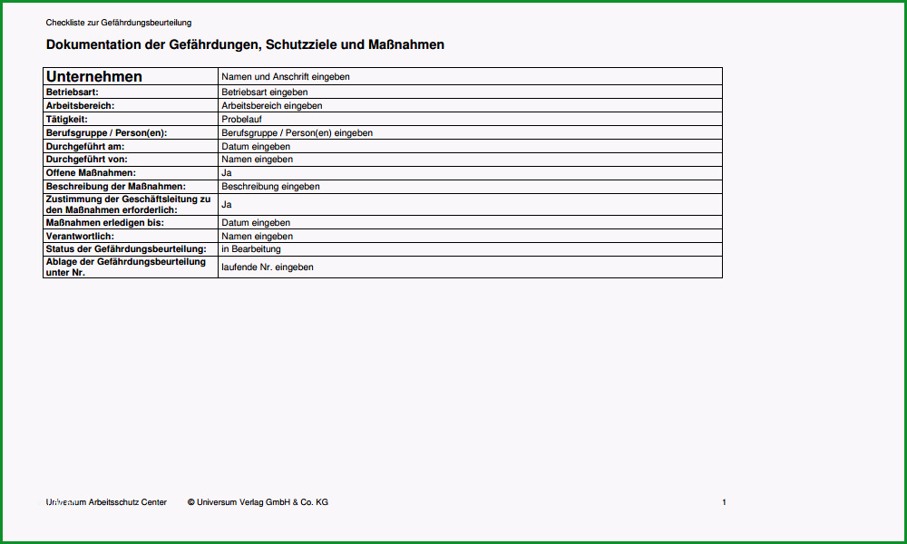 gefaehrdungsbeurteilung probelauf