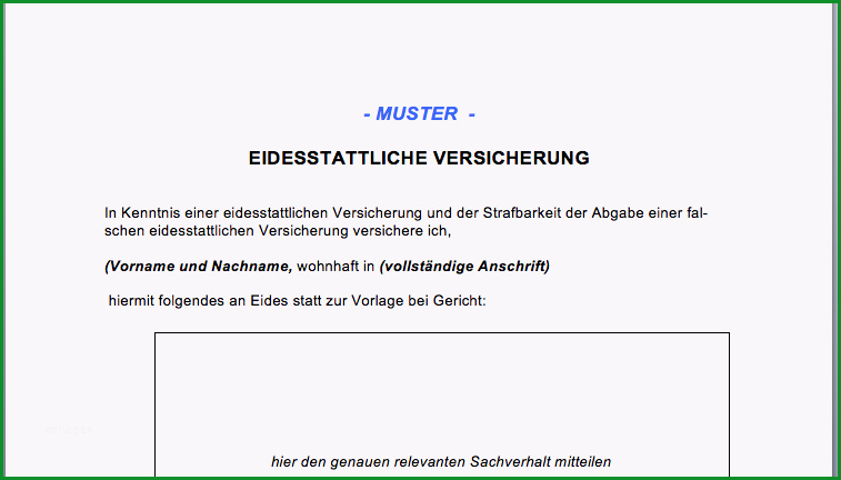 word eidesstattliche versicherung