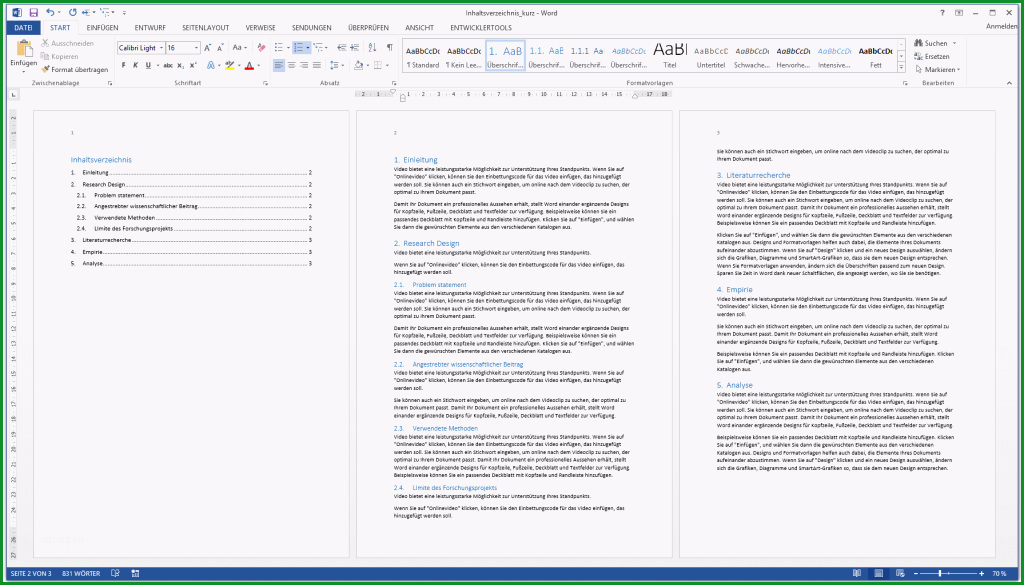 word inhaltsverzeichnis automatisch erstellen