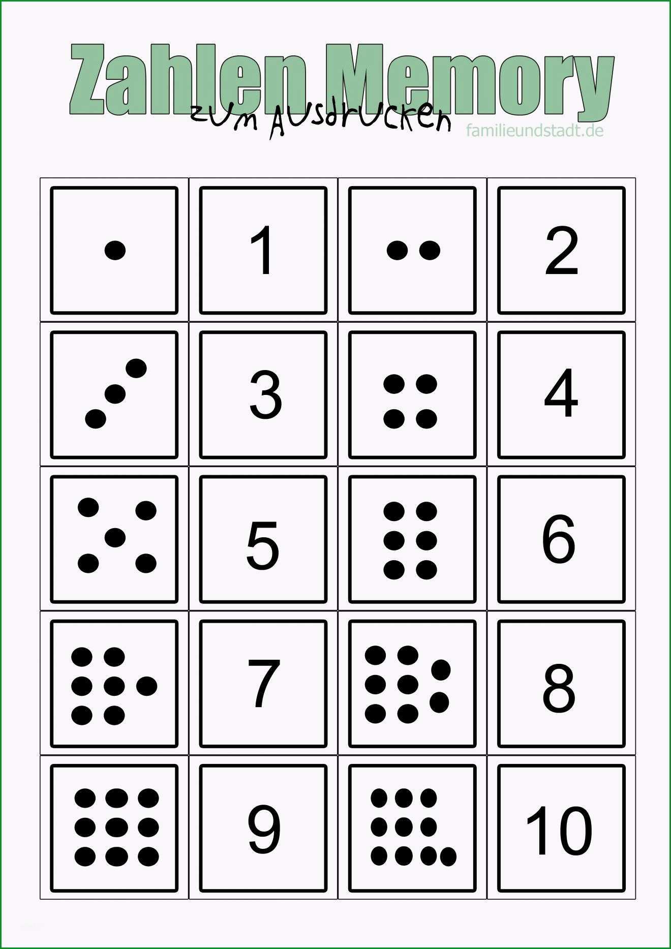 zahlenmemory bis 10 selber basteln zum ausdrucken vorschule bei memory zum ausdrucken