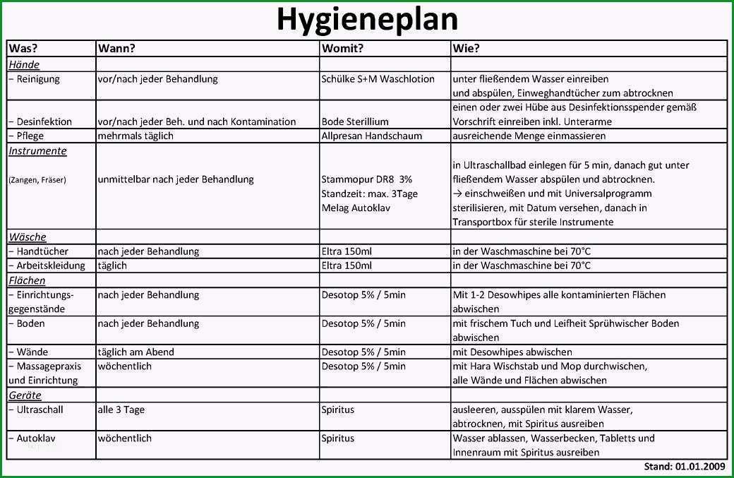 12 hygieneplan vorlage