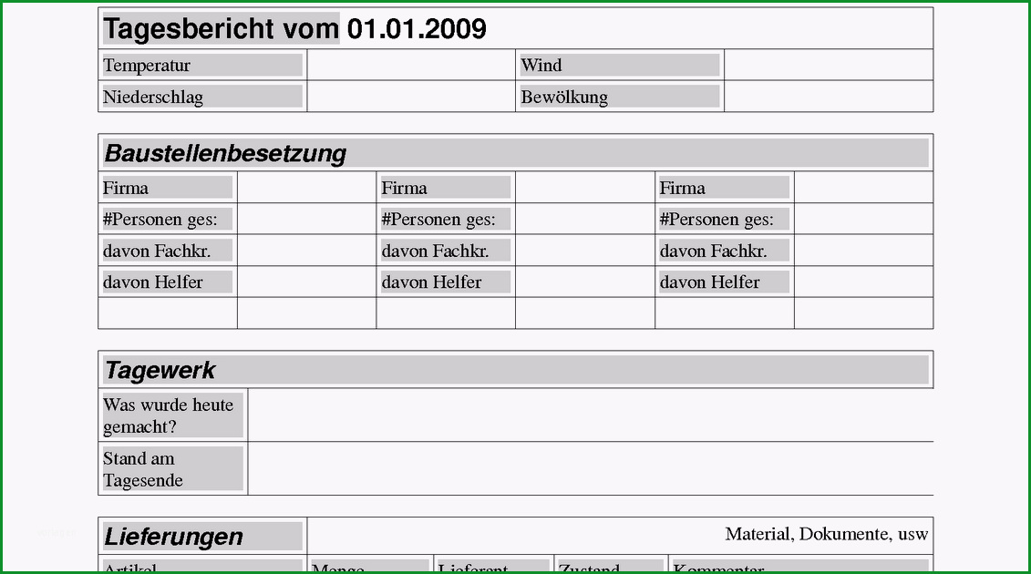15 bautagebuch vorlage word