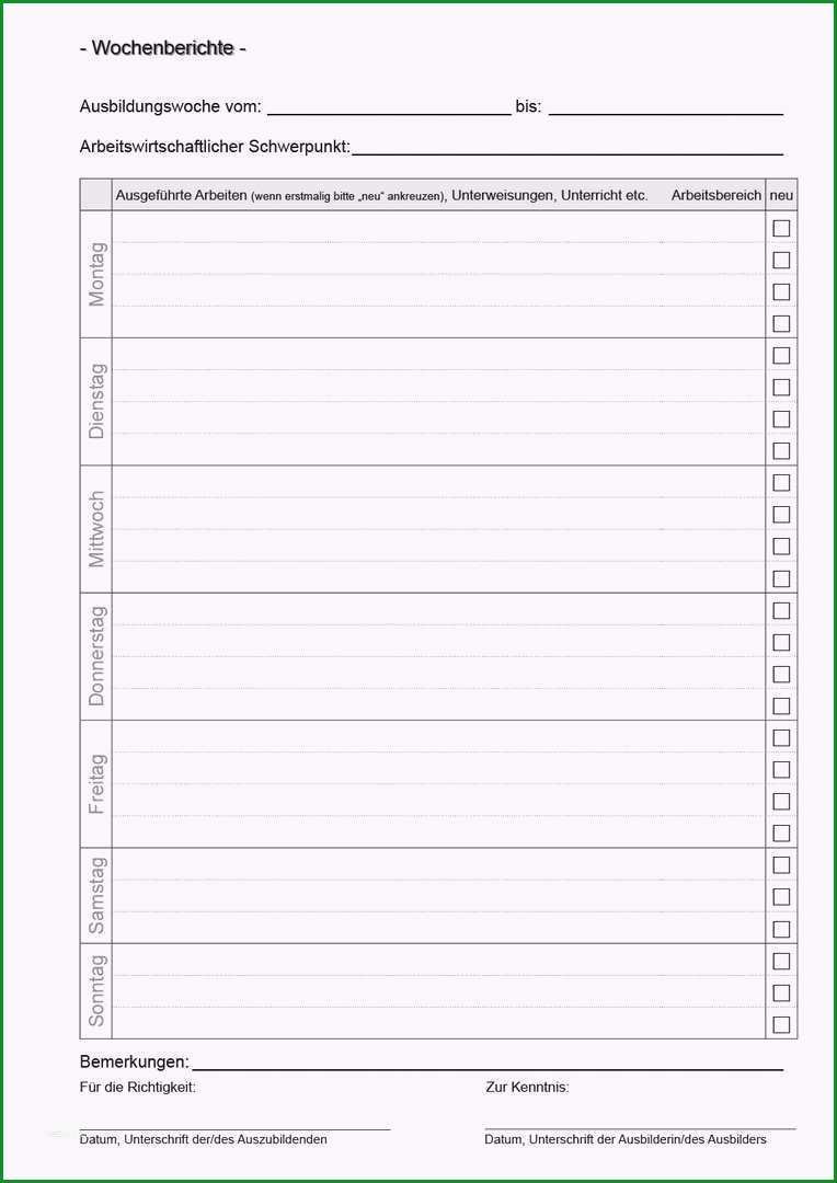 18 ausbildung wochenbericht vorlage