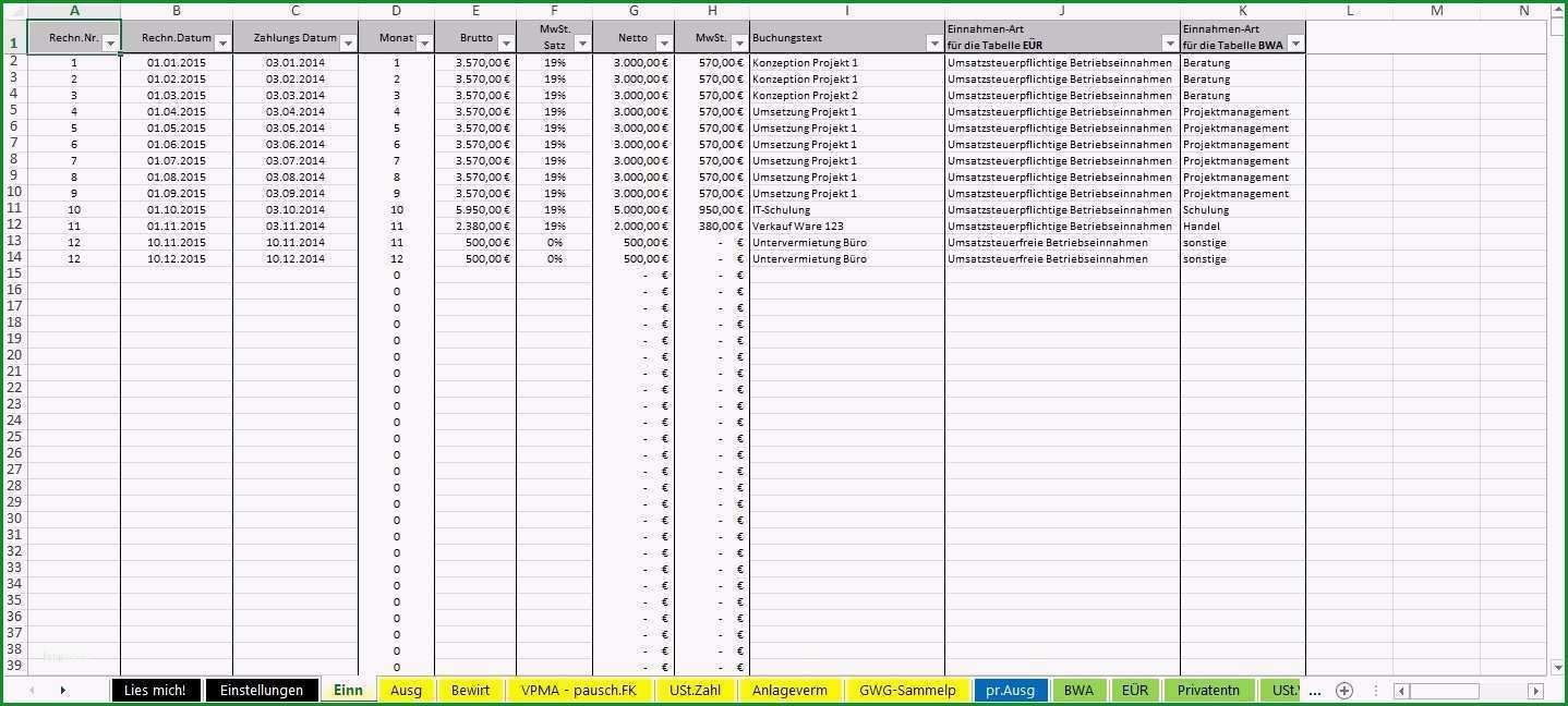 7 einnahmenuberschussrechnung excel vorlage kostenlos