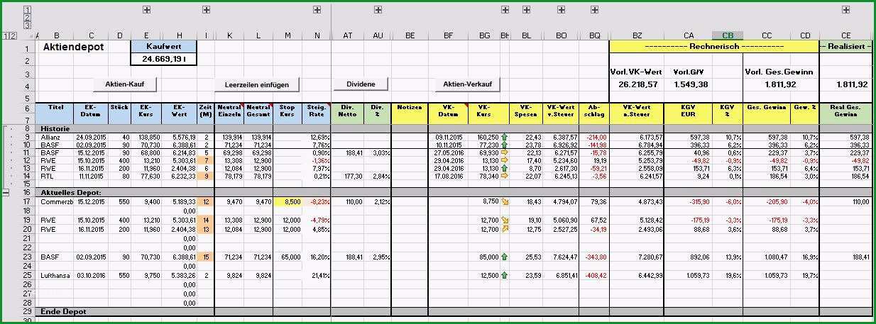 Aktiendepot in Excel verwalten