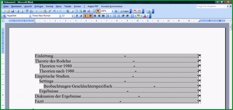 word 2003 automatisches inhaltsverzeichnis