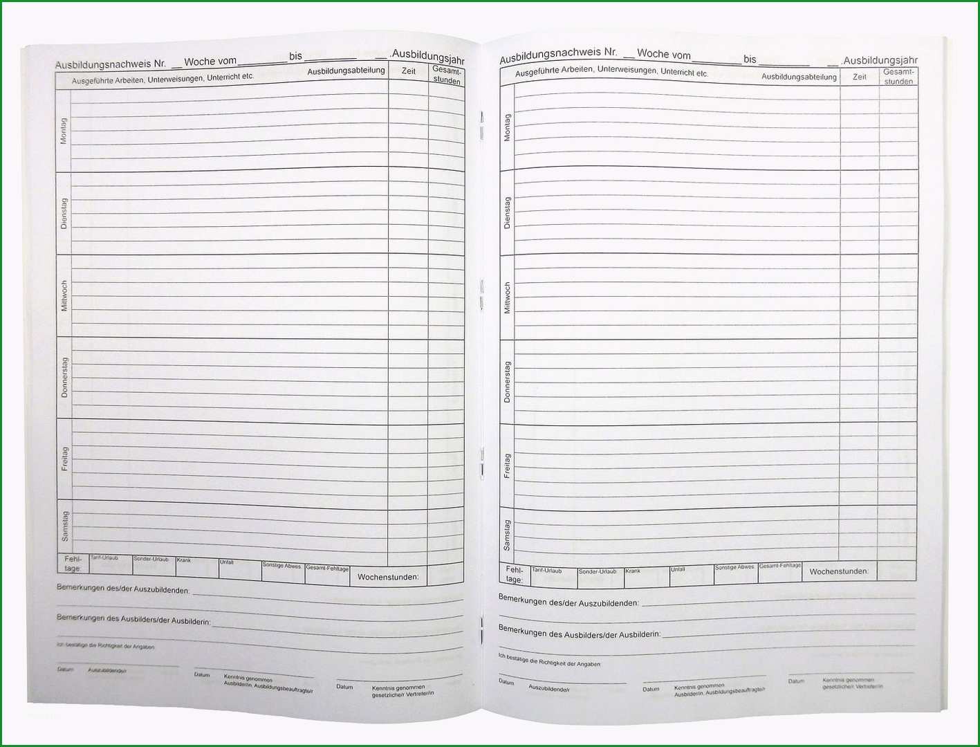 berichtsheft vorlage wochentlich berichtsheft kaufmannische ausbildung