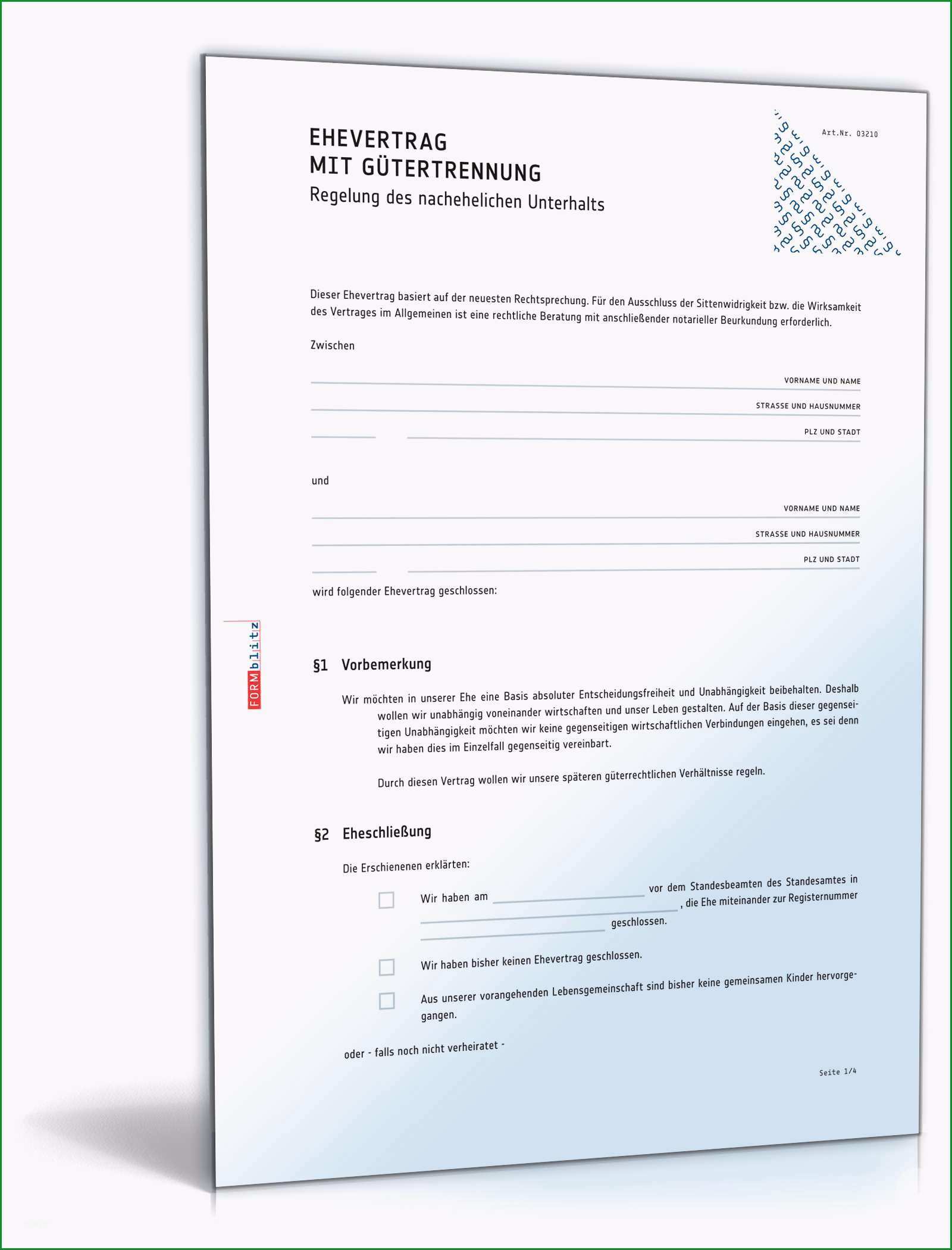 ehevertrag guetertrennung nachehelicher unterhalt